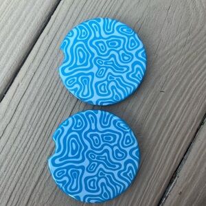 Blue Abstract Pattern Car Coasters